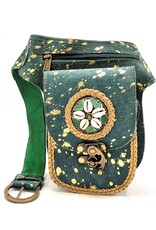 Trukado Leather Festival bags, waist bags and belt bags - Waistbag with Fringes Cowhide Ibiza Style green