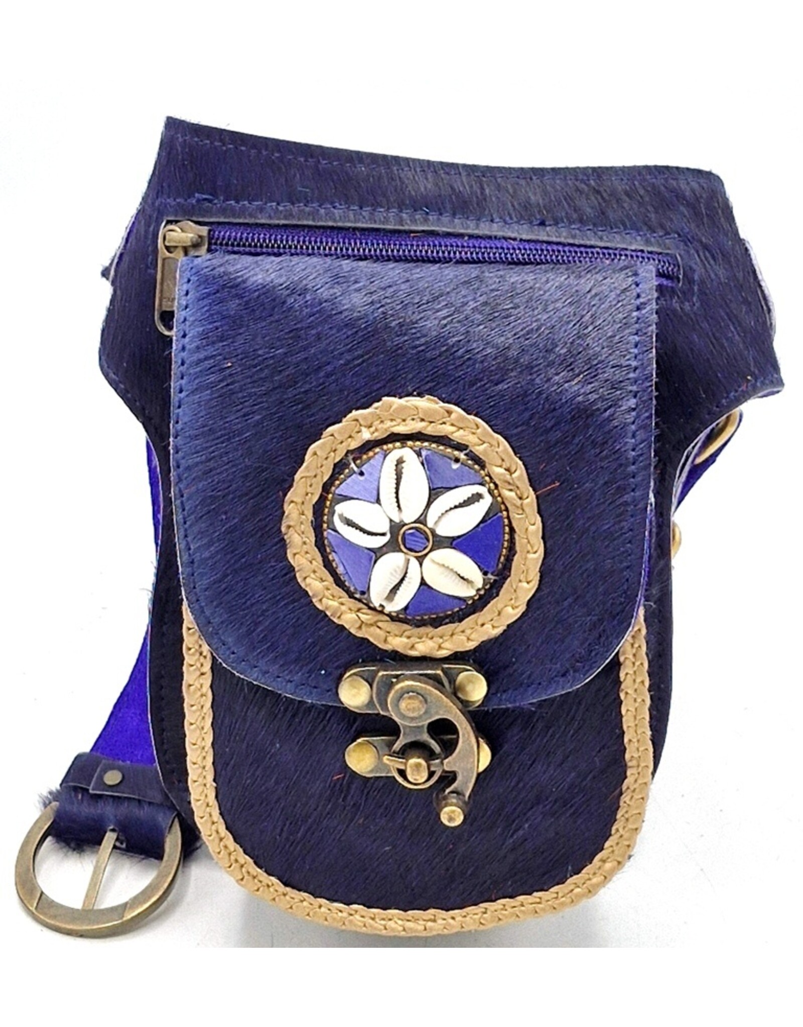 Trukado Leather Festival bags, waist bags and belt bags - Leather waist bag with cowhide Festival bag Ibiza Style