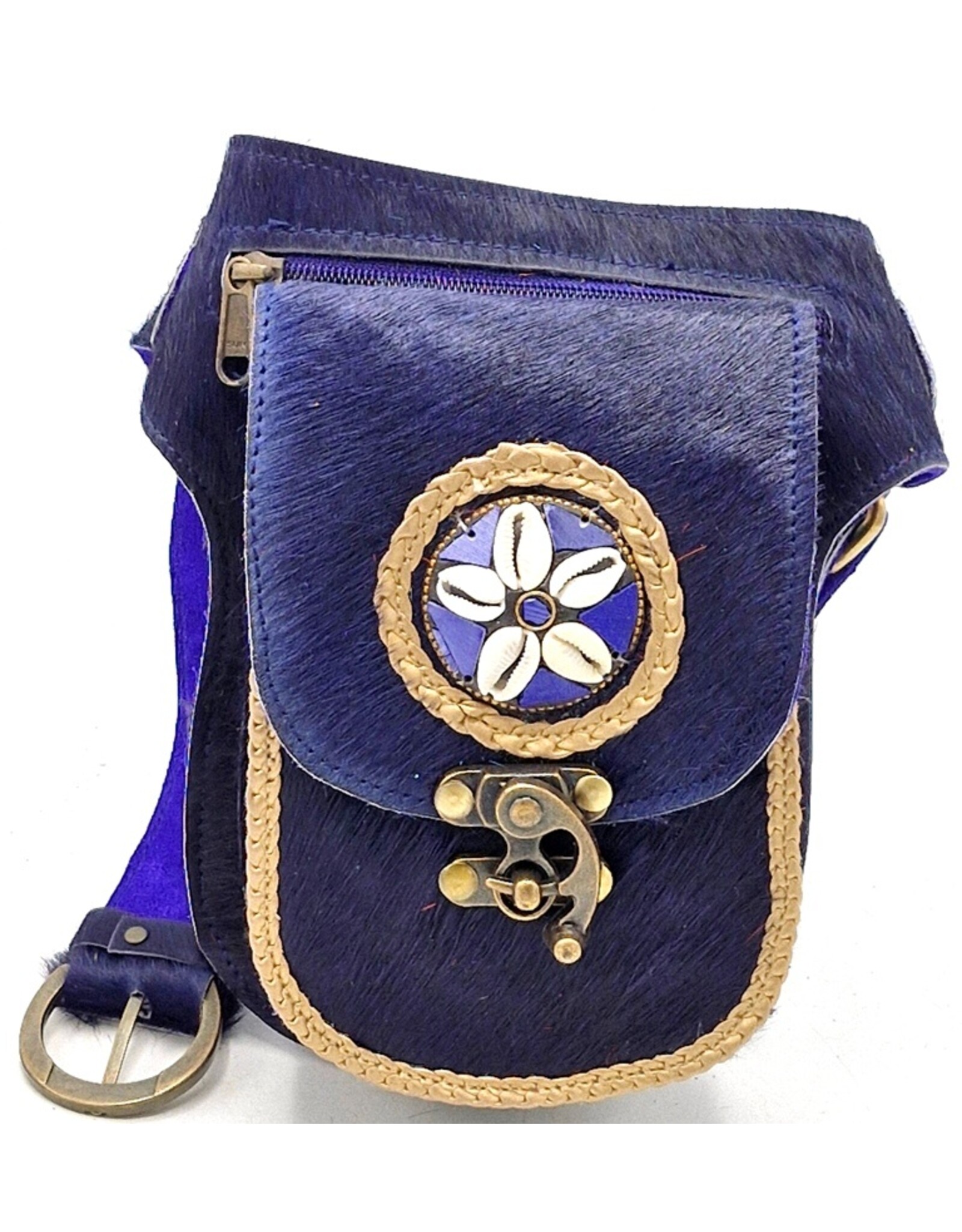 Trukado Leather Festival bags, waist bags and belt bags - Leather waist bag with cowhide Festival bag Ibiza Style