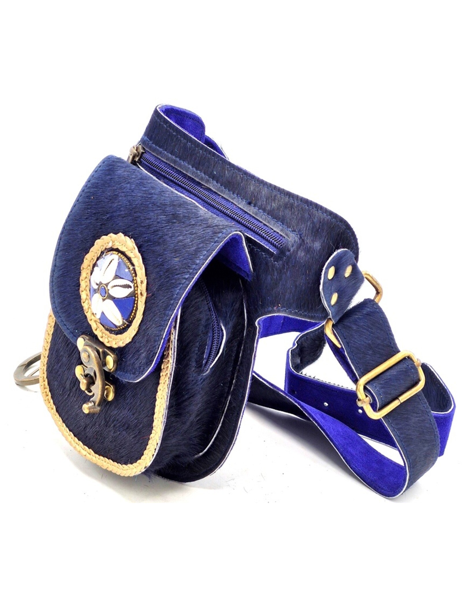 Trukado Leren Festivaltasjes, heuptassen en riemtassen - Leren heuptas met koeienhuid Festivaltasje Ibiza Stijl heuptasje