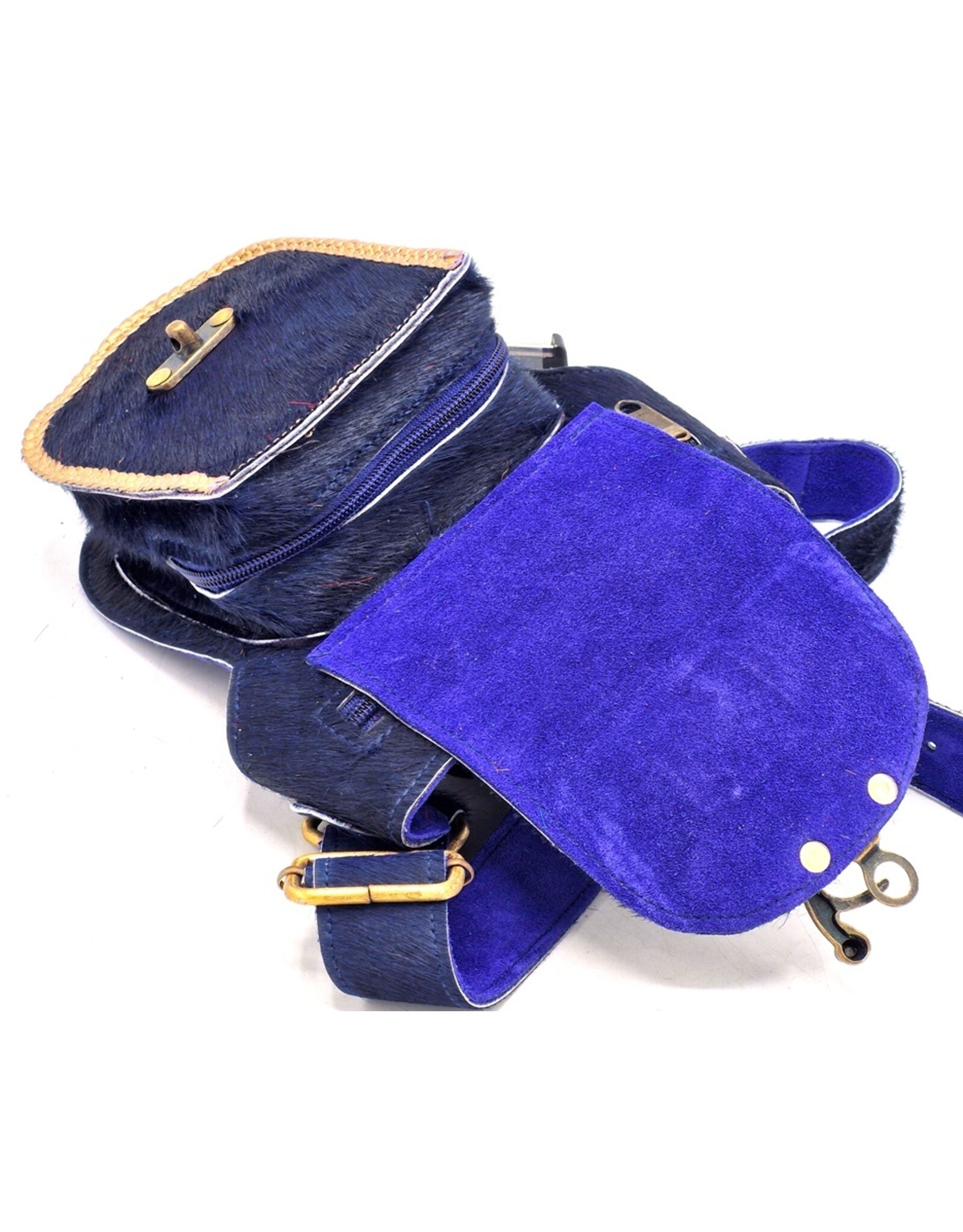 Trukado Leather Festival bags, waist bags and belt bags - Leather waist bag with cowhide Festival bag Ibiza Style