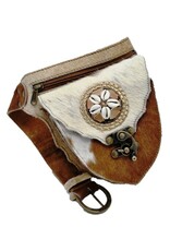 Trukado Leather Festival bags, waist bags and belt bags - Cowhide Waist bag with Vintage Hook brown/cream/white