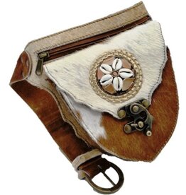 Trukado Cowhide Waist bag with Vintage Hook brown/cream/white