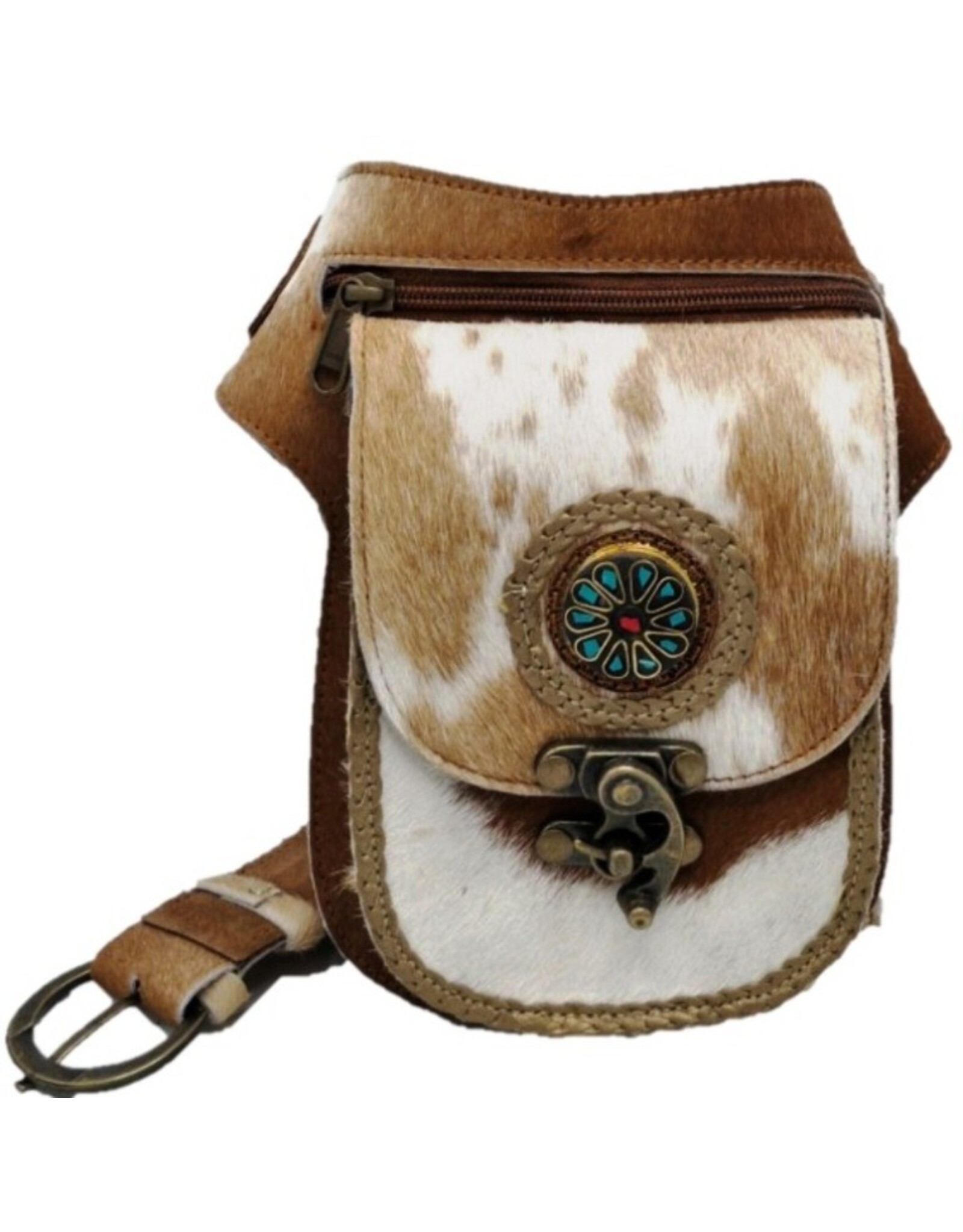 Trukado Leather bags - Cowhide waistbag with hook Ibiza - Festival bag Cowhide