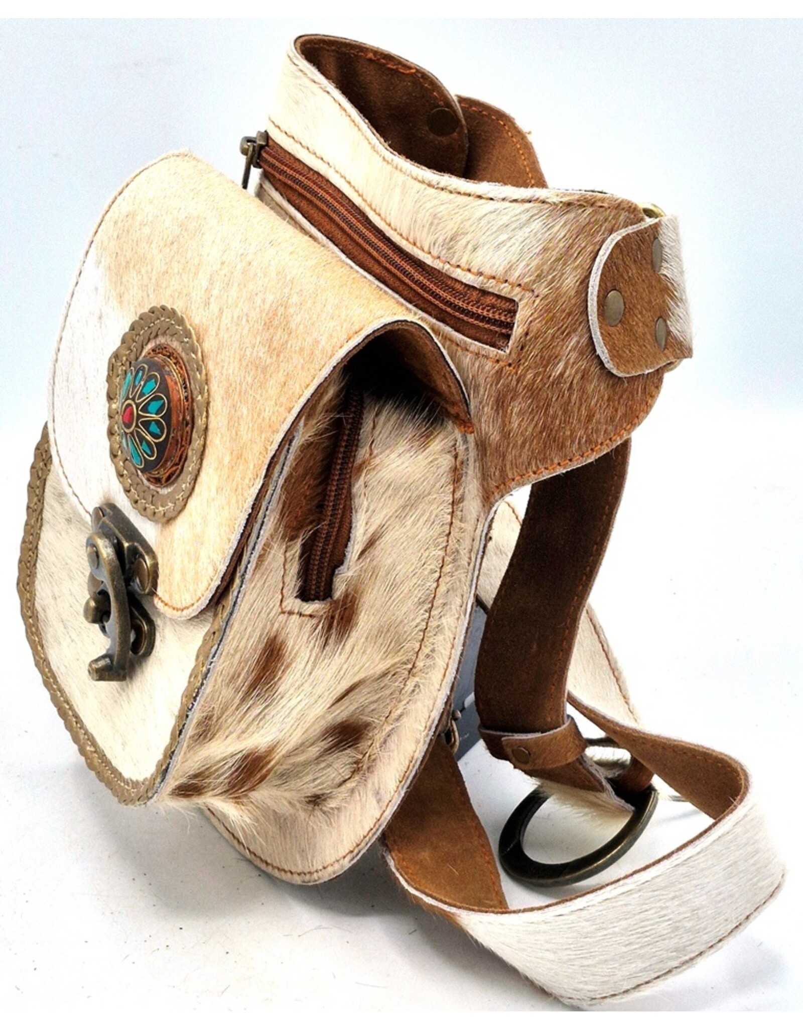 Trukado Leather Festival bags, waist bags and belt bags - Waist bag Cowhide with Vintage Hook Ibiza