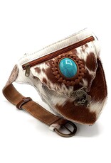 Trukado Leather Festival bags, waist bags and belt bags - Cowhide waist bag with hook and Turquoise stone Ibiza Style