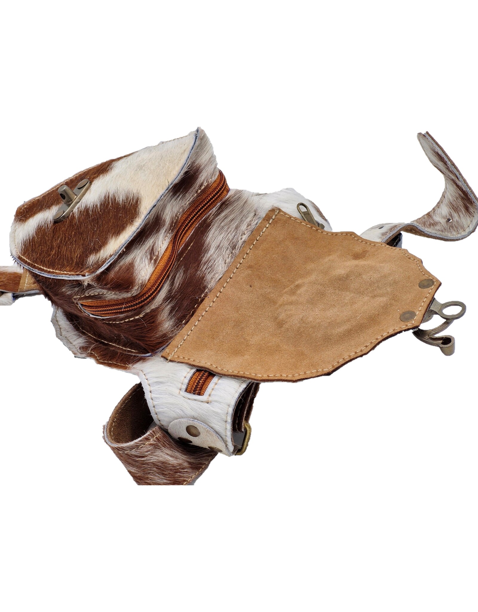 Trukado Leather Festival bags, waist bags and belt bags - Cowhide waist bag with hook and Turquoise stone Ibiza Style