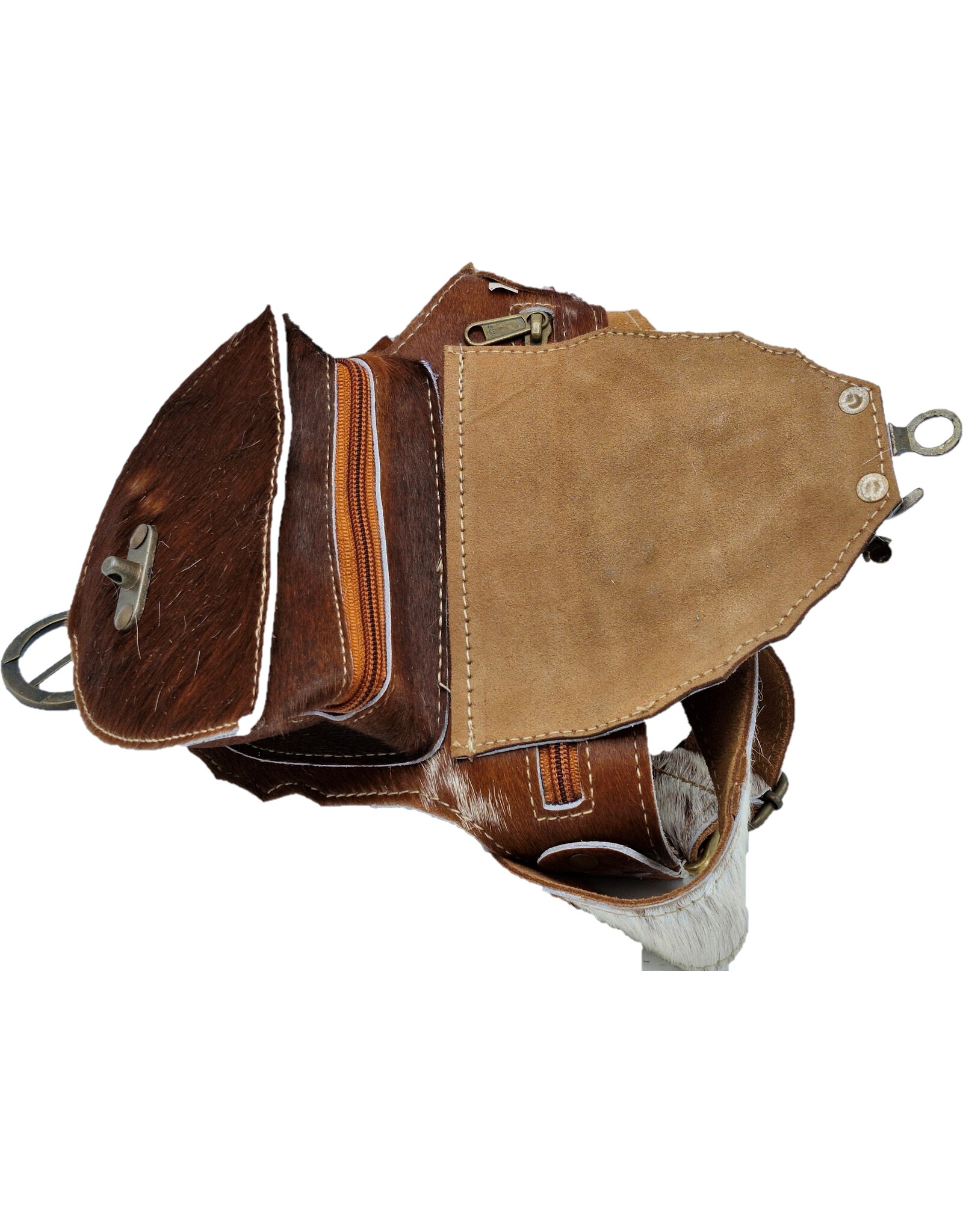 Trukado Leather Festival bags, waist bags and belt bags -   Cowhide waist bag with hook and Turquoise Stone Ibiza Style