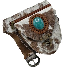 Trukado Cowhide waist bag with turquoise stone Ibiza Style