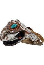 Trukado Leren Festivaltasjes, heuptassen en riemtassen - Koeienhuid heuptas met turquoise steen Ibiza Stijl