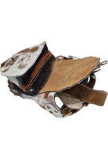 Trukado Leren Festivaltasjes, heuptassen en riemtassen - Koeienhuid heuptas met turquoise steen Ibiza Stijl