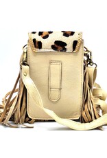 Banned Leather Festival bags, waist bags and belt bags - Cowhide Phone bag with Fringes and Vintage Hook