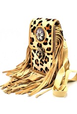 Banned Leather Festival bags, waist bags and belt bags - Cowhide Phone bag with Fringes and Vintage Hook