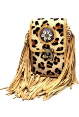 Banned Leather Festival bags, waist bags and belt bags - Cowhide Phone bag with Fringes and Vintage Hook