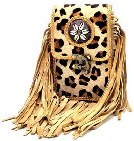 Banned Koeienhuid Telefoontasje met franjes  en Vintage Haakje