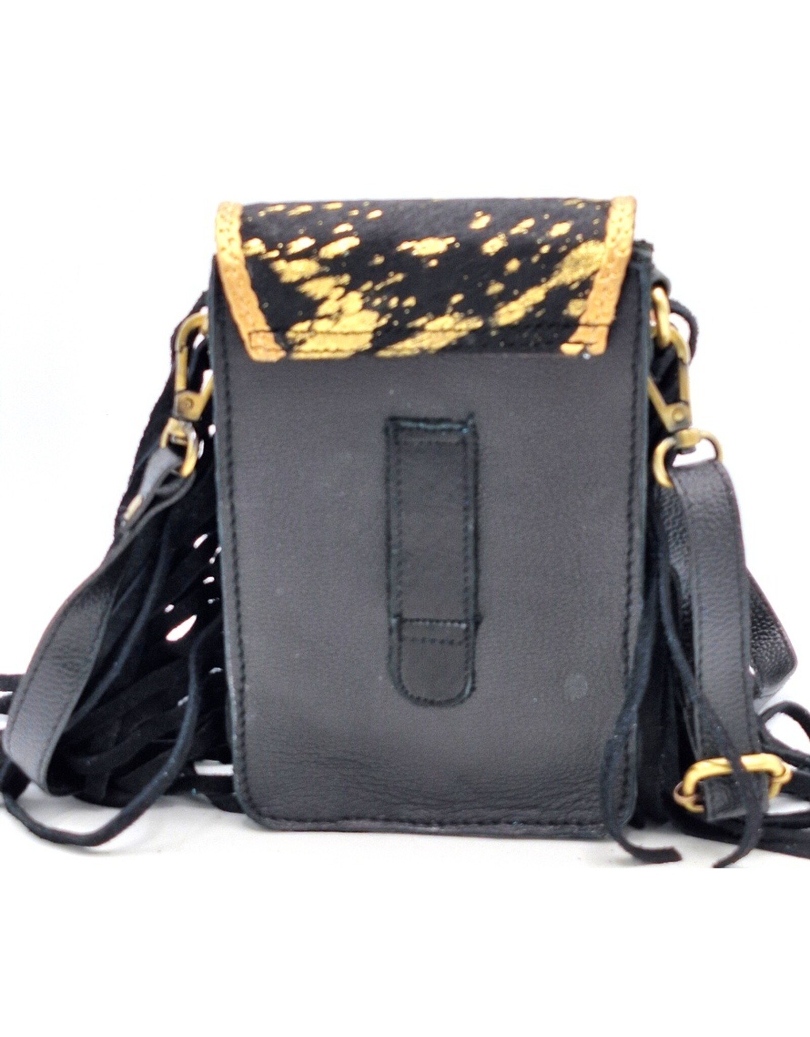 Trukado Small leather bags, cluches and more - Leather Phone Bag with Round Ornament black Ibiza Style