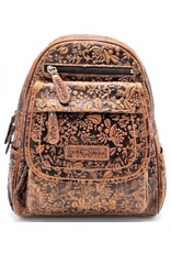 HillBurry Leren rugzakken Leren shoppers - HillBurry HillBurry Leren Rugzak met Bladeren Reliëf