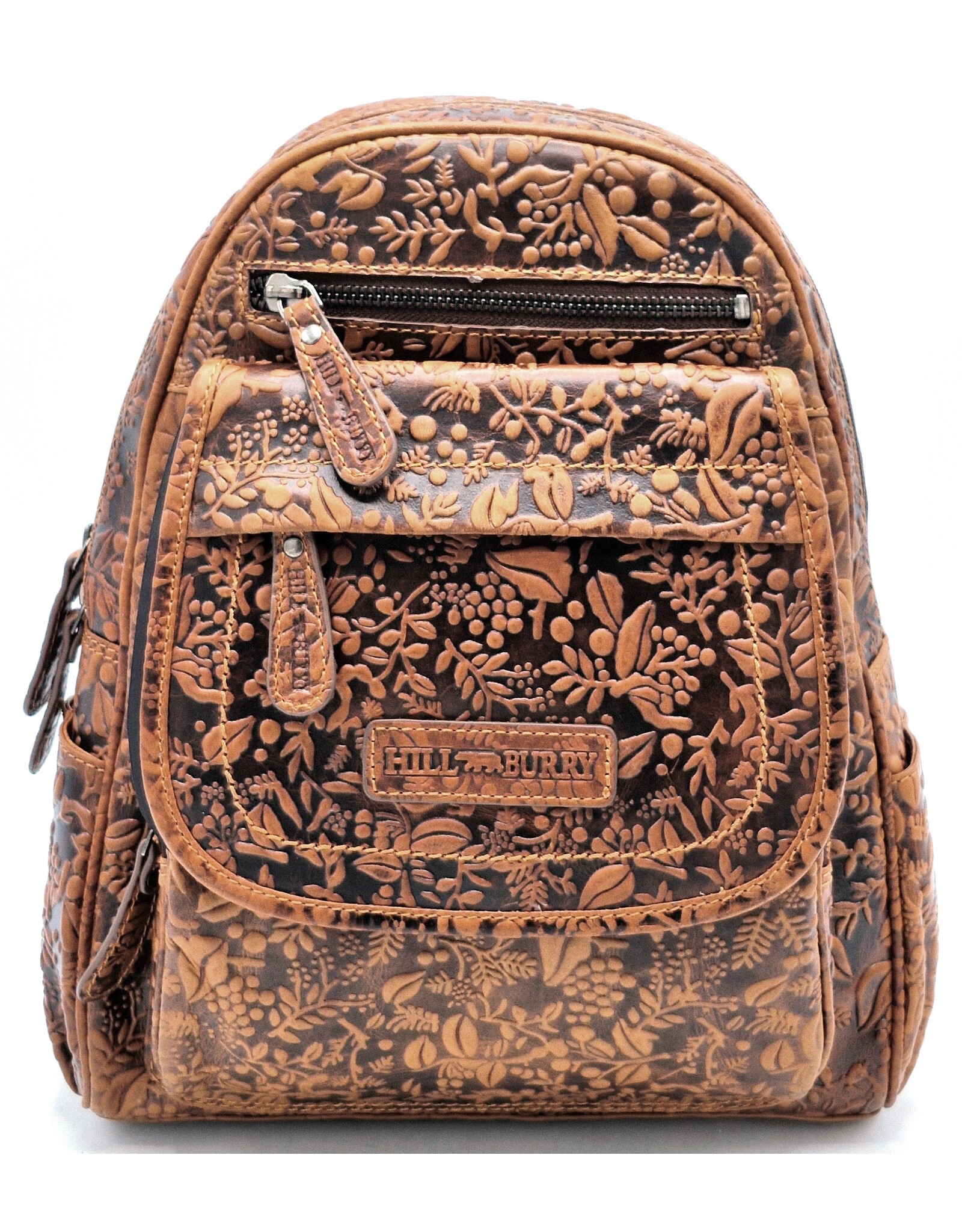 HillBurry Leather backpacks Leather shoppers - HillBurry HillBurry Leather Backpack with Leaf Embossing