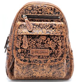 HillBurry HillBurry Leather Backpack with Leaf Embossing
