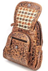 HillBurry Leren rugzakken Leren shoppers - HillBurry HillBurry Leren Rugzak met Bladeren Reliëf