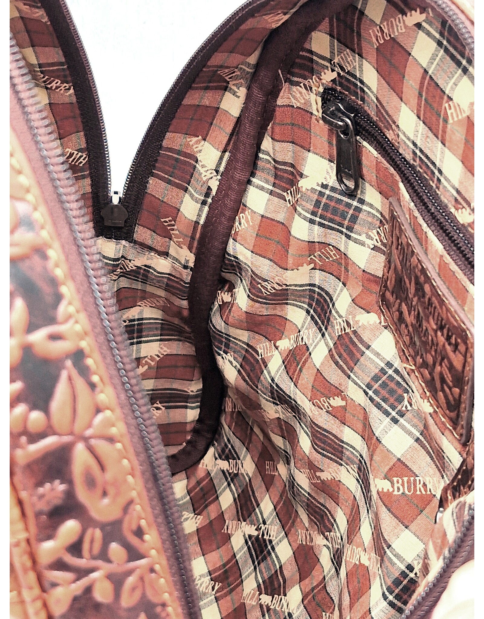 HillBurry Leren rugzakken Leren shoppers - HillBurry HillBurry Leren Rugzak met Bladeren Reliëf