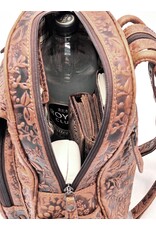 HillBurry Leren rugzakken Leren shoppers - HillBurry HillBurry Leren Rugzak met Bladeren Reliëf