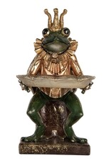 C&E Giftware Beelden Collectables  - Kikkerkoning met dienblad beeld 28cm