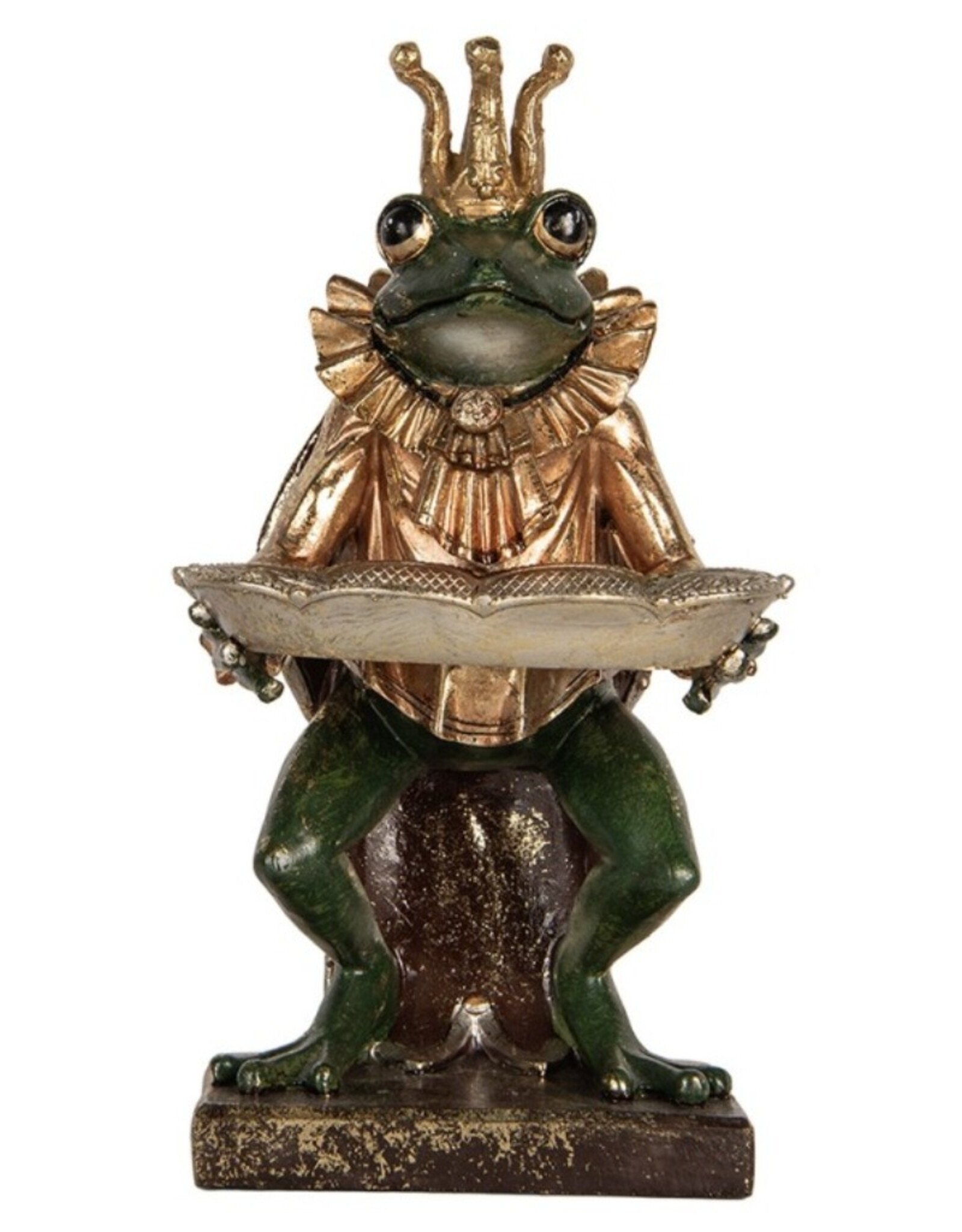 C&E Giftware Beelden Collectables  - Kikkerkoning met dienblad beeld 28cm