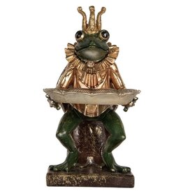 C&E Kikkerkoning met dienblad beeld 28cm