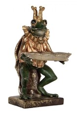 C&E Giftware Beelden Collectables  - Kikkerkoning met dienblad beeld 28cm
