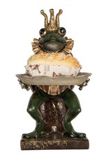 C&E Giftware Beelden Collectables  - Kikkerkoning met dienblad beeld 28cm