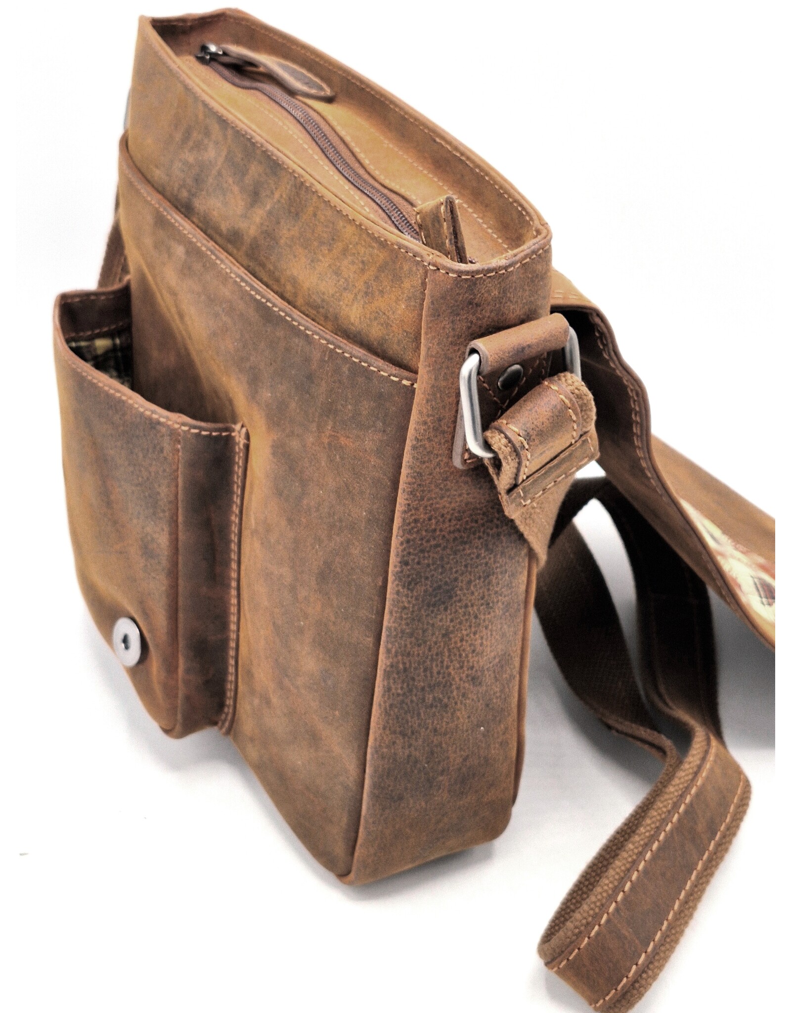 HillBurry Leren Schoudertassen Leren crossbody tassen - HillBurry Jagerstas medium formaat