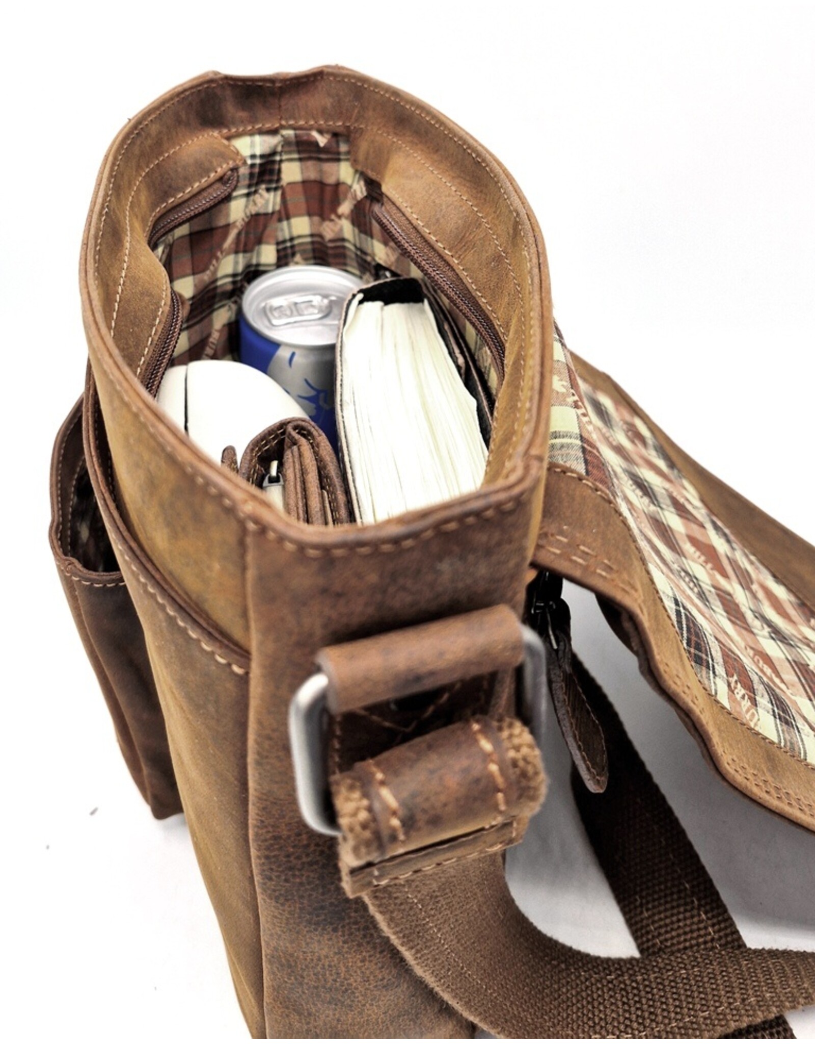 HillBurry Leren Schoudertassen Leren crossbody tassen - HillBurry Jagerstas medium formaat