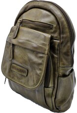 HillBurry Leren tassen - HillBurry rugzak Gewassen Buffelleer groen