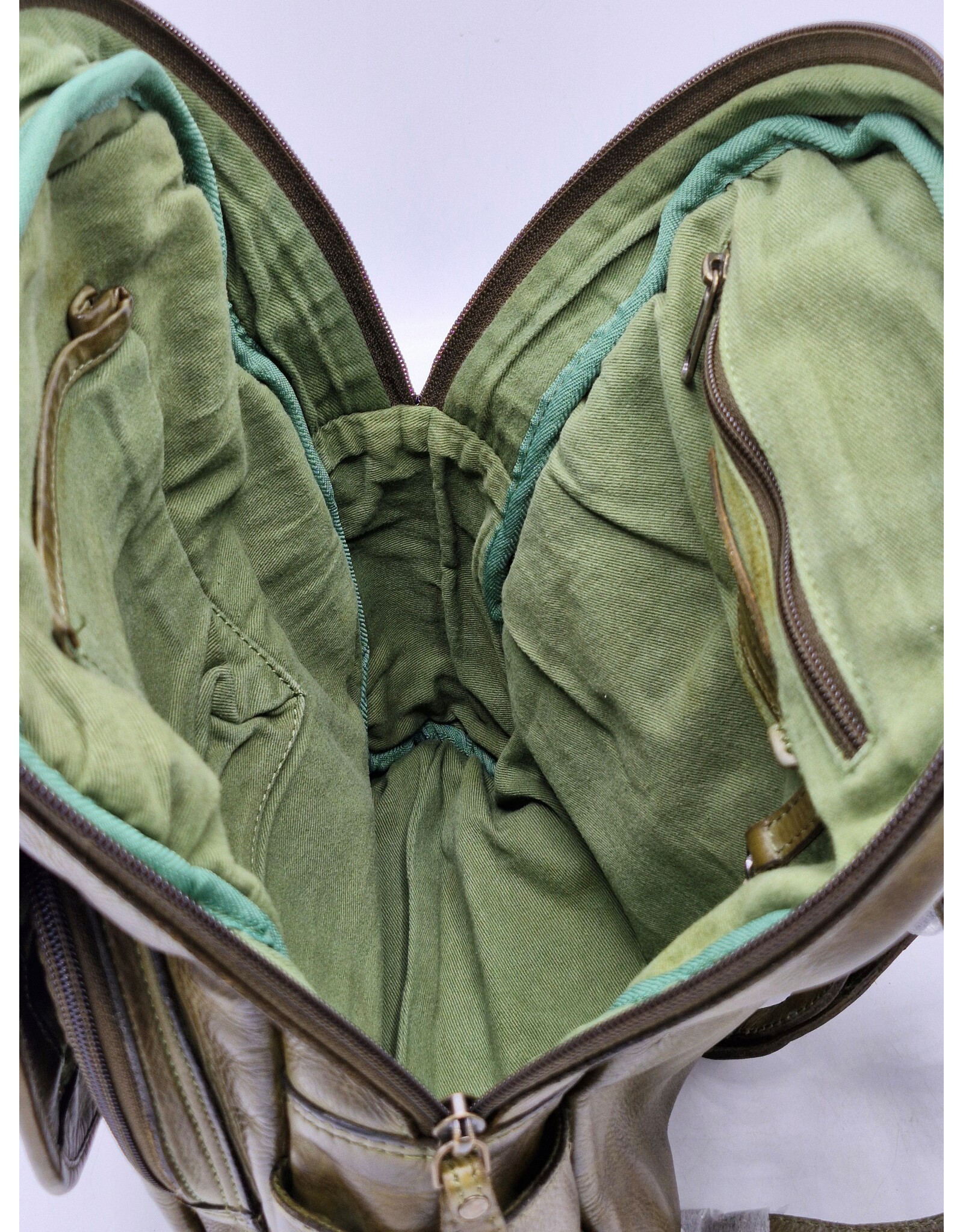 HillBurry Leather bags -  HillBurry backpack Washed Buffalo leather green