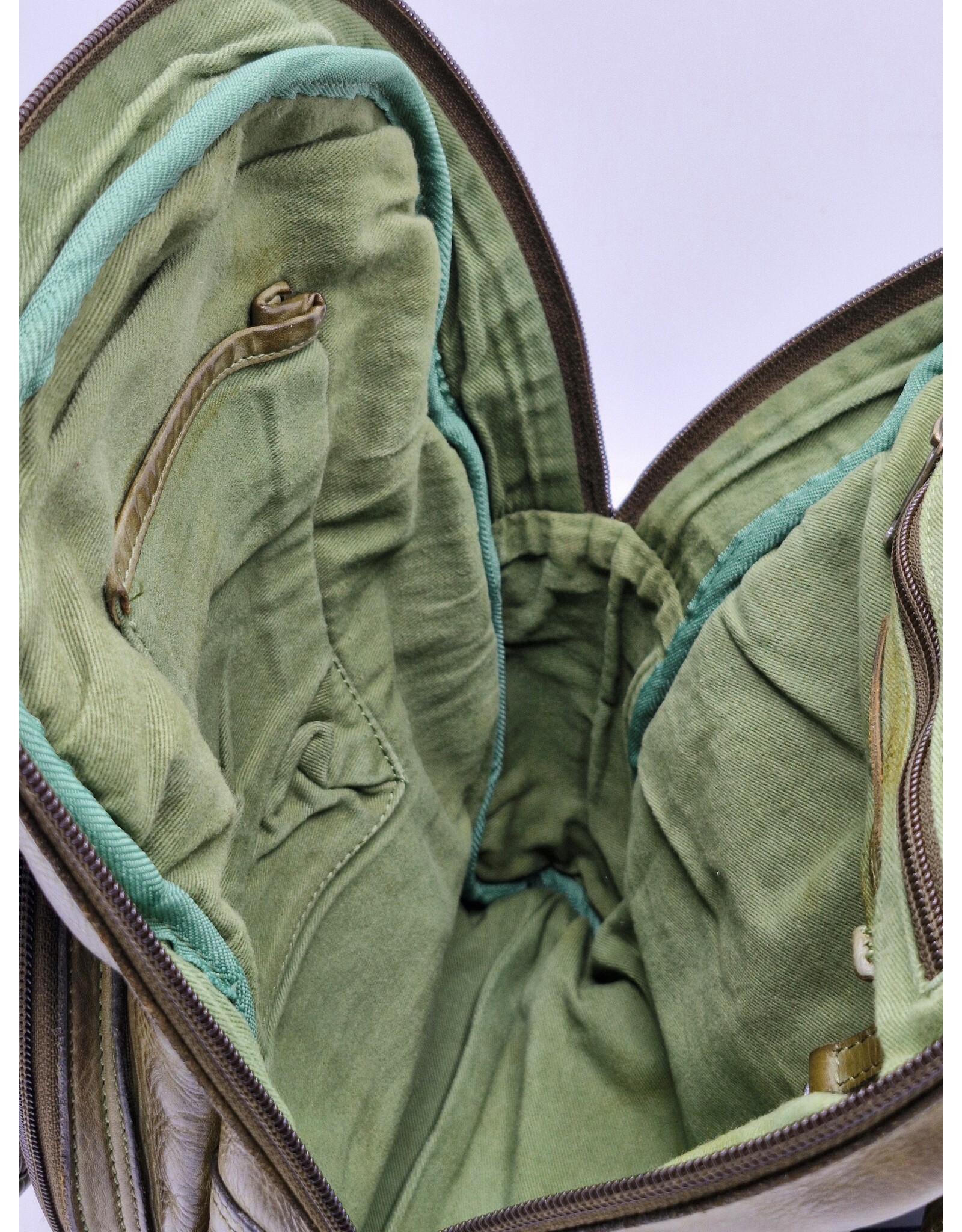 HillBurry Leather bags -  HillBurry backpack Washed Buffalo leather green