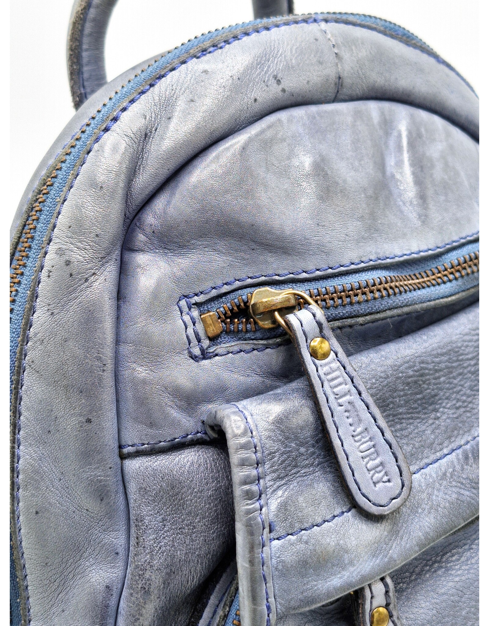 HillBurry Leather bags -  HillBurry backpack Washed Buffalo leather blue