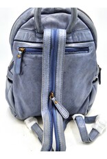 HillBurry Leren tassen - HillBurry rugzak Gewassen Buffelleer blauw
