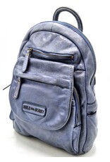 HillBurry Leren tassen - HillBurry rugzak Gewassen Buffelleer blauw