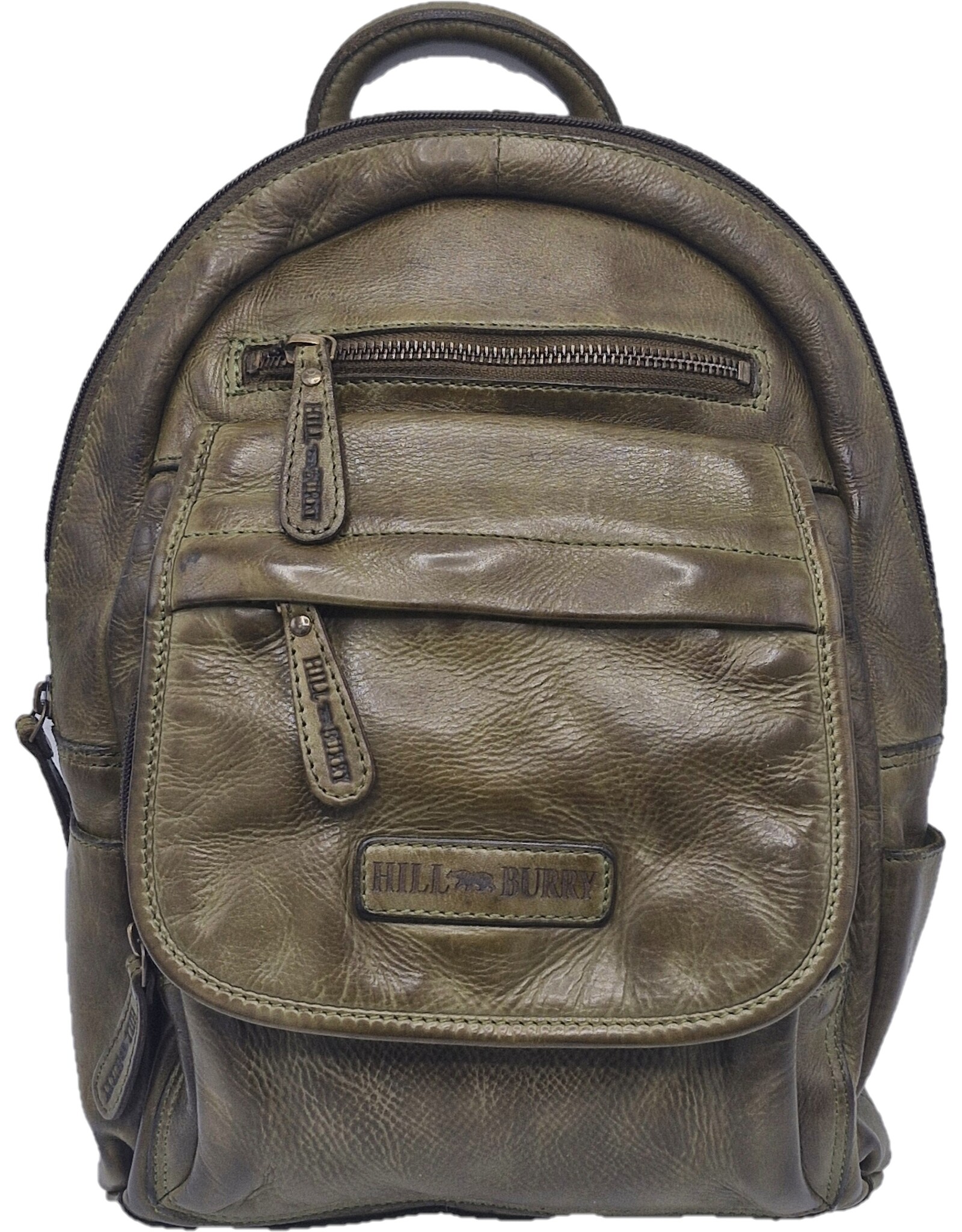 HillBurry Leren tassen - HillBurry rugzak Gewassen Buffelleer groen