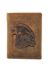 Leather Fox Leren Portemonnees - Leren Portemonnee met Adelaars kop verticaal