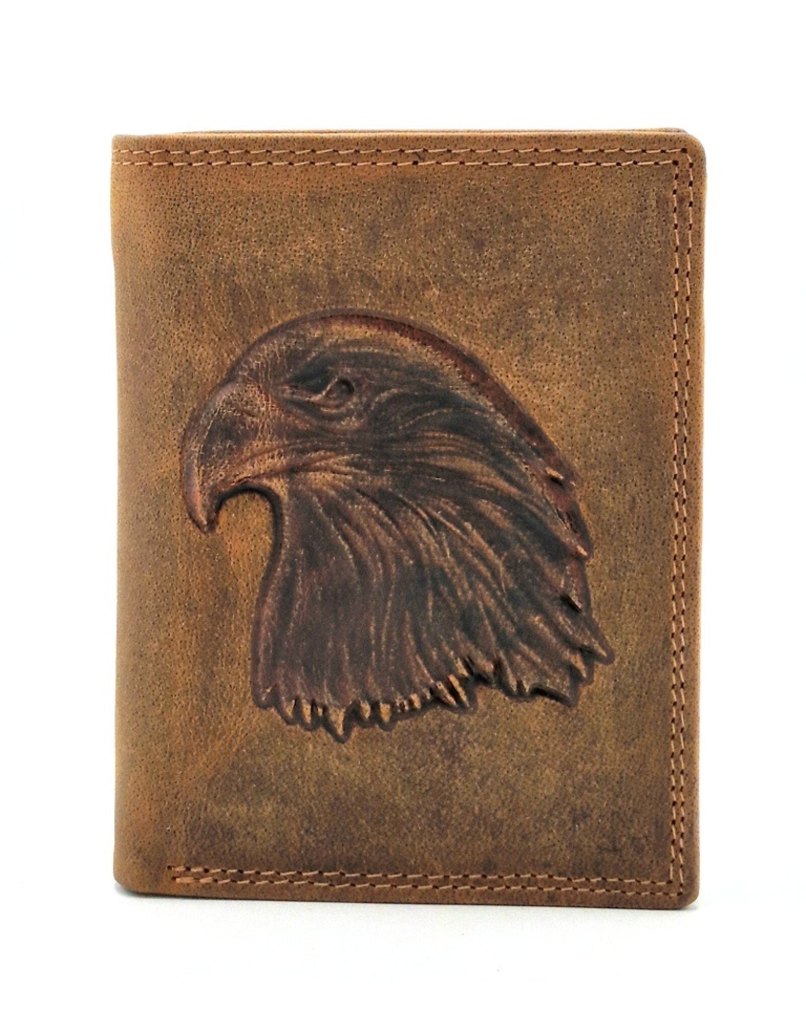 Leather Fox Leren Portemonnees - Leren Portemonnee met Adelaars kop verticaal