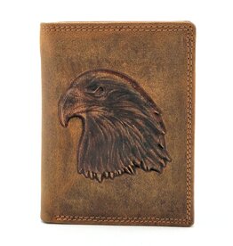 Leather Fox Leren Portemonnee met Adelaars kop verticaal