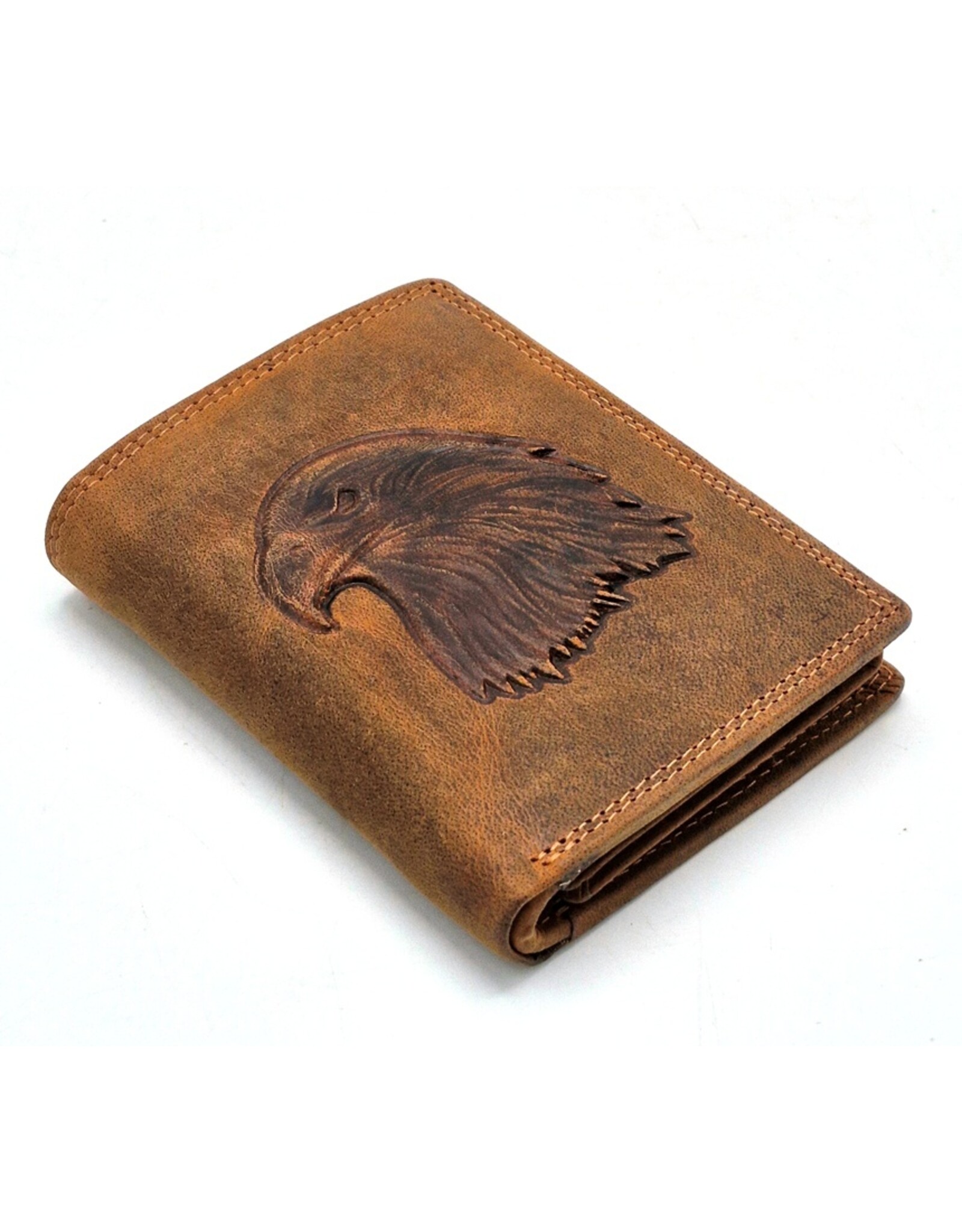 Leather Fox Leren Portemonnees - Leren Portemonnee met Adelaars kop verticaal