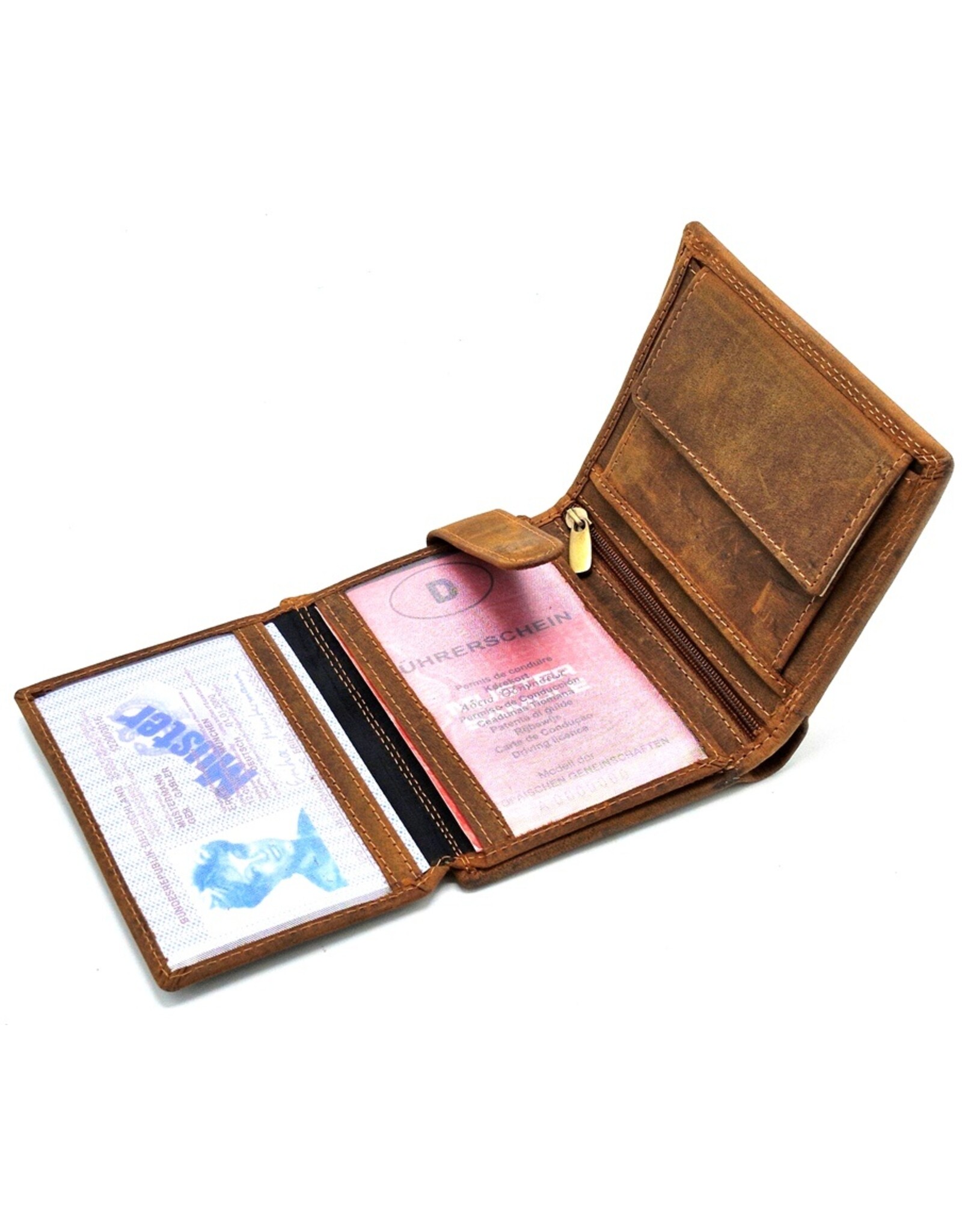 Leather Fox Leather Wallets - Leather Wallet with Eagles head (vertical)