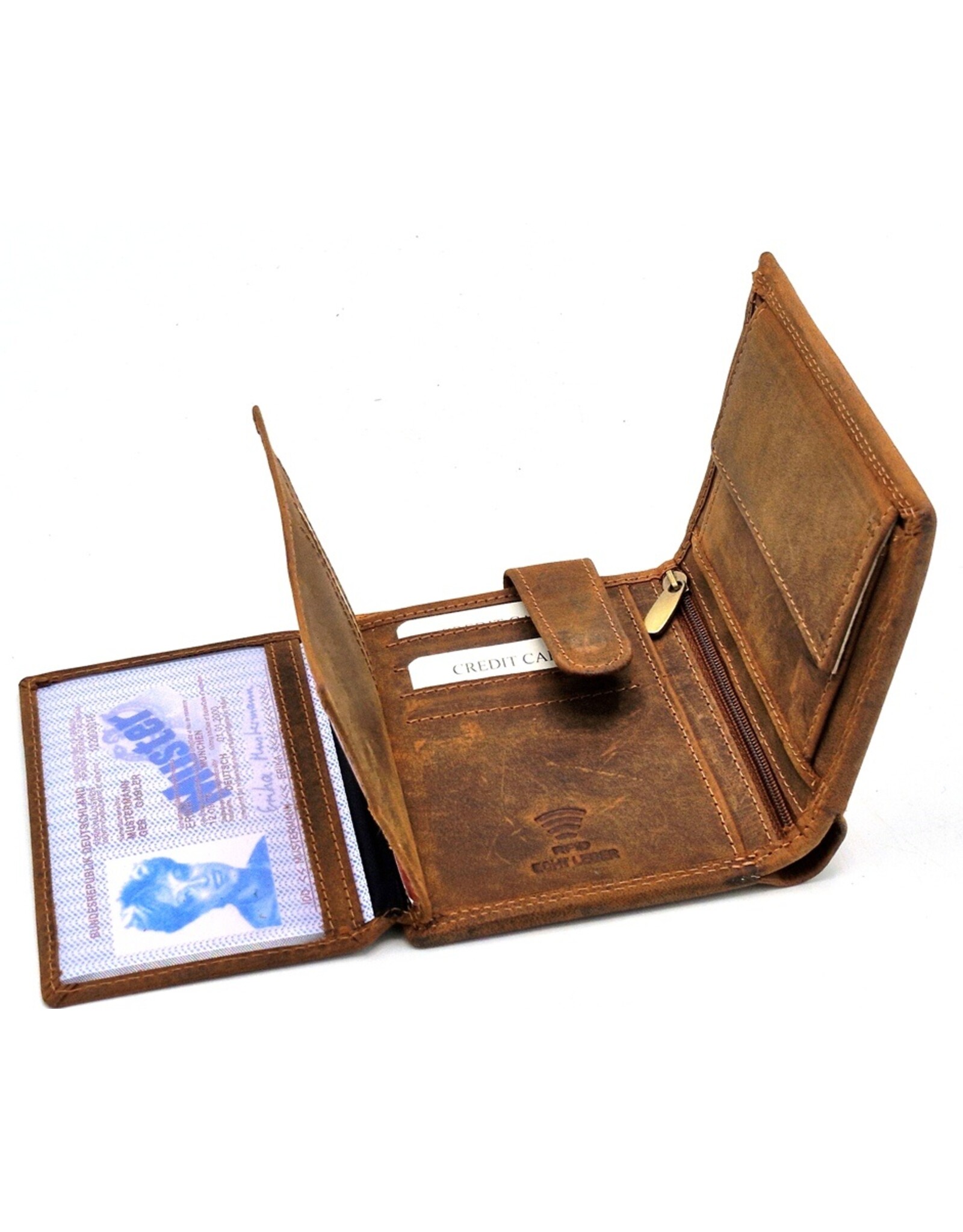 Leather Fox Leather Wallets - Leather Wallet with Eagles head (vertical)