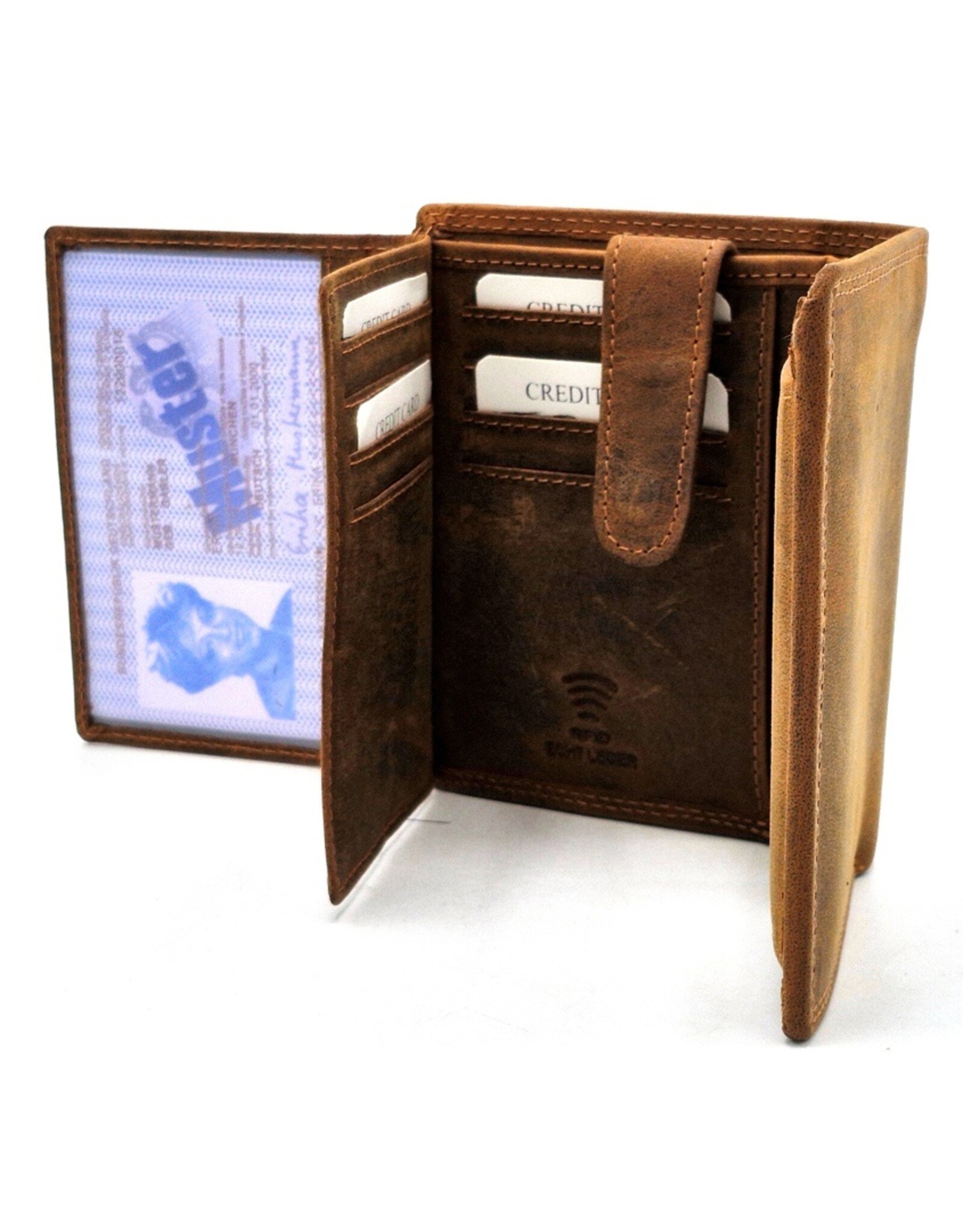 Leather Fox Leather Wallets - Leather Wallet with Eagles head (vertical)