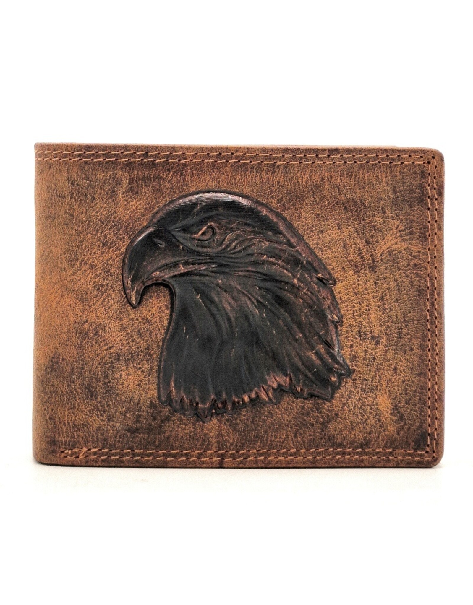 Leather Fox Leather Wallets - Leather Wallet with Eagles head (horizontal)