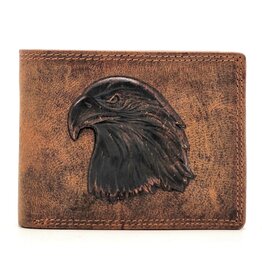 Leather Fox Leren Portemonnee met Adelaarskop (horizontaal)