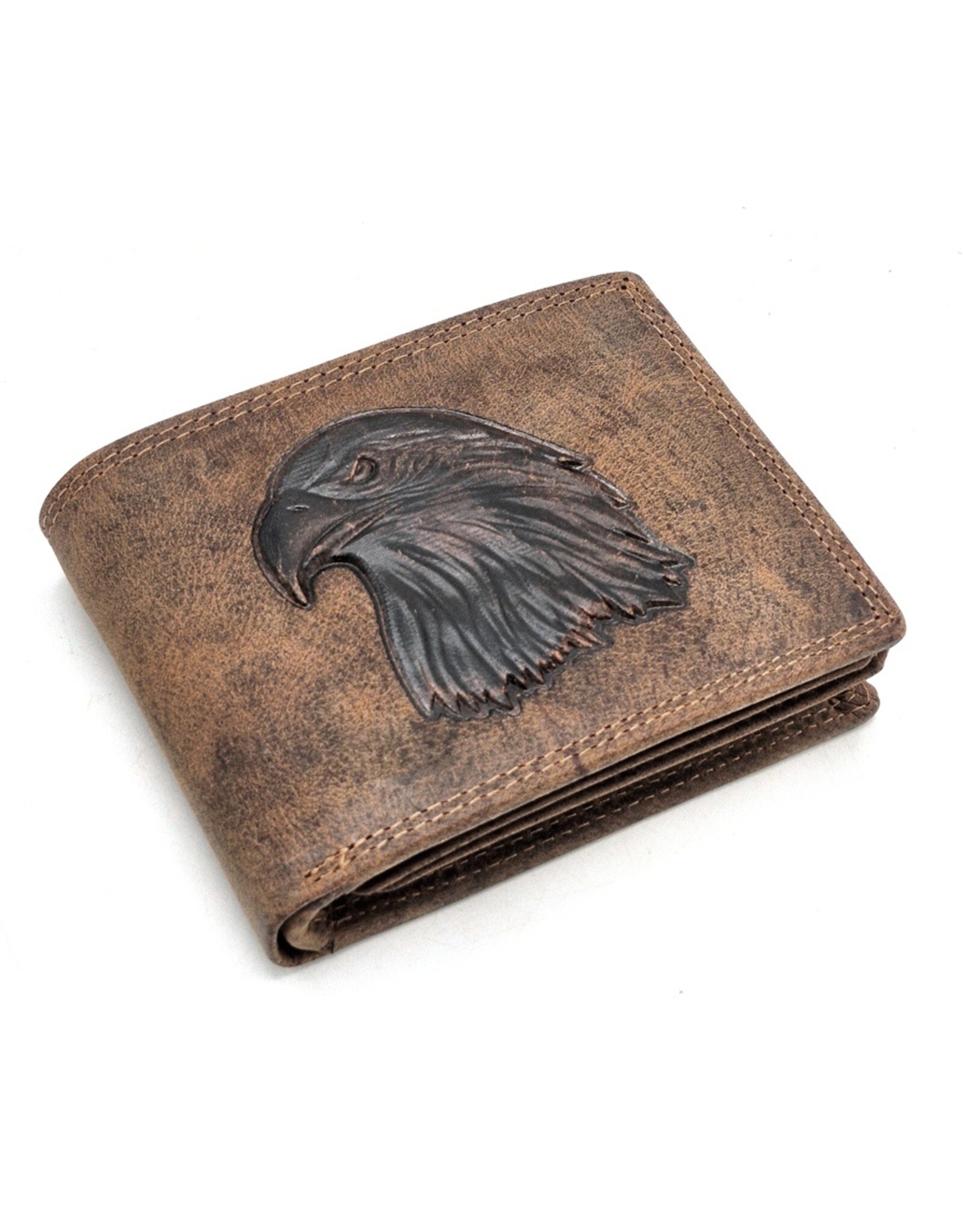 Leather Fox Leren Portemonnees - Leren Portemonnee met Adelaarskop (horizontaal)